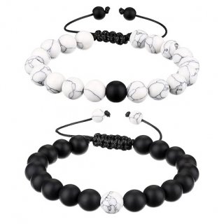 Beaded Bracelets Couples Matching Bracelet Set Matte Lava Rock Beads